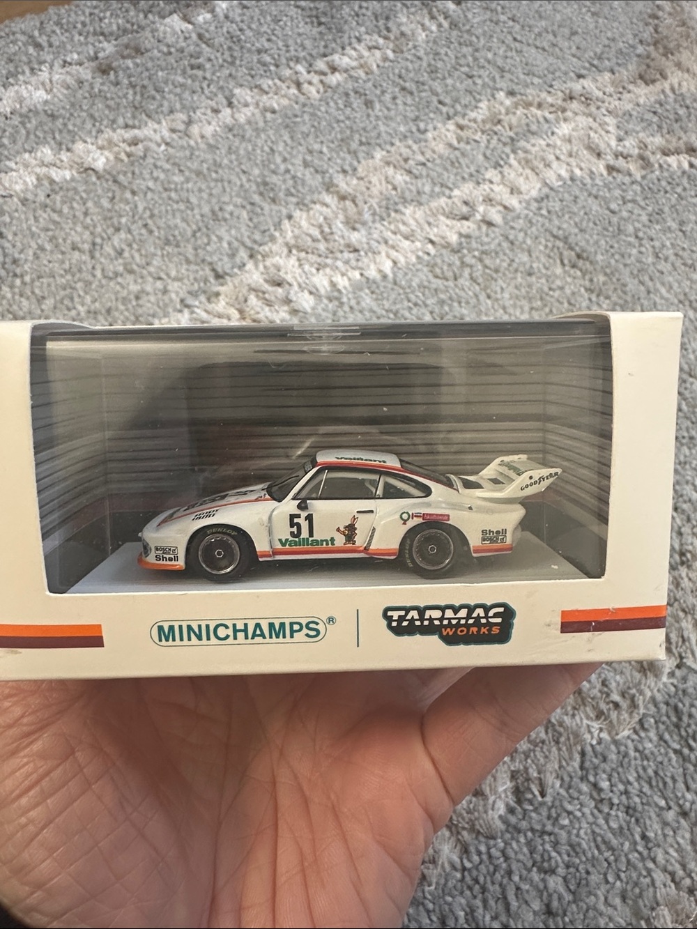 Champs White Porsche 51 Racing Die-Cast Car with Red Accents